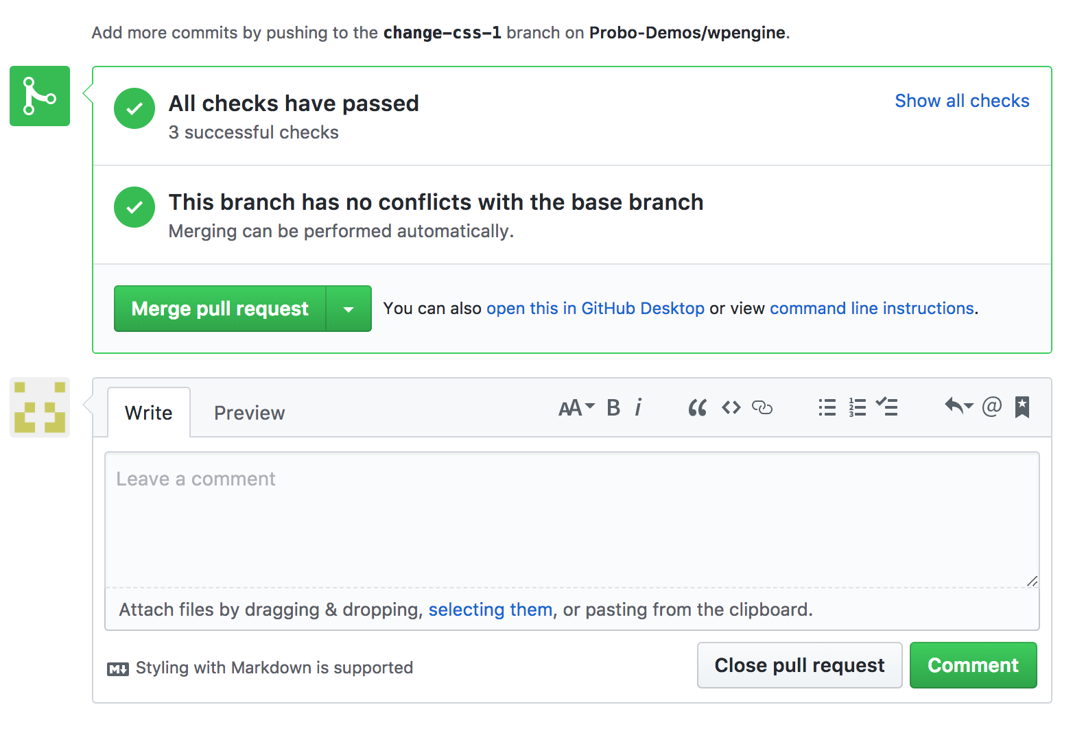 All checks have passed message